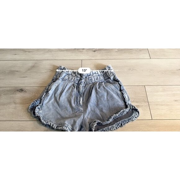Sea New York Idun Ruffled Denim Acid Wash High Rise Shorts Women's 4 - Picture 5 of 9